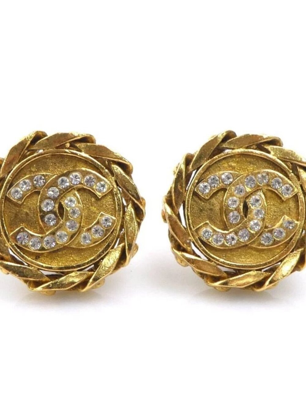 CHANEL CC Logo Earrings Gold/Silver Metal/Rhinestone -